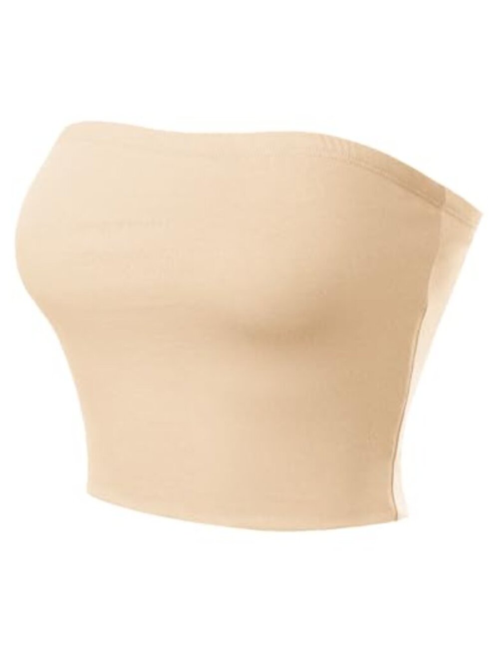 Women's Double Layered Strapless Backless Bandeau Bra Cotton Spandex Tube Top